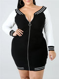 Fashionable Sexy Long Sleeve Color Matching Stripe Neck Dress Shopvhs.com