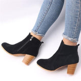 Fashionable Side Zipper Chunky High Heel Fur Lining Ankle Boots Shopvhs.com