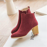 Fashionable Side Zipper Chunky High Heel Fur Lining Ankle Boots Shopvhs.com