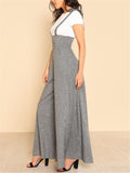 Fashionable Square Neck Sleeveless Strappy Wide-Leg Cotton-Linen Jumpsuit Shopvhs.com