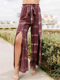 Fashionable Tie-Dye Waistband Front Slit Wide-Leg Pants Shopvhs.com