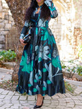 Fashionable V Neck Button Up Floral A-Lined Flare Maxi Dress Shopvhs.com