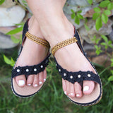 Feminine Design Casual Braided Strap Front Floral Deco Flip Flops Sandals Slippers Shopvhs.com