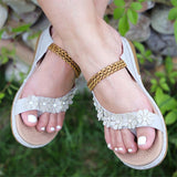 Feminine Design Casual Braided Strap Front Floral Deco Flip Flops Sandals Slippers Shopvhs.com