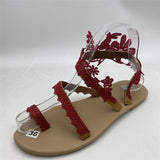 Feminine Design Toe-Ring Floral Lace Panel Flat Rubber Sole Lightweight Sandals Shopvhs.com