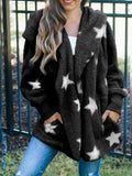 Five-Pointed Star Plush Pocket Hooded Coat Shopvhs.com