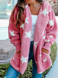 Five-Pointed Star Plush Pocket Hooded Coat Shopvhs.com