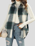 Flannel Plaid Vintage Pocket Sleeveless Tank Jacket Shopvhs.com