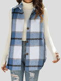 Flannel Plaid Vintage Pocket Sleeveless Tank Jacket Shopvhs.com
