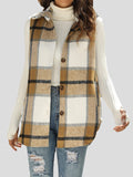 Flannel Plaid Vintage Pocket Sleeveless Tank Jacket Shopvhs.com