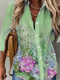 Floral Long Sleeve Single-Breasted Lapel Blouse Shopvhs.com