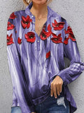 Floral Print Button Long Sleeve Blouse Shopvhs.com