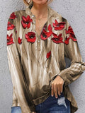 Floral Print Button Long Sleeve Blouse Shopvhs.com