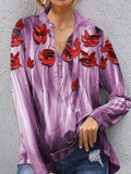 Floral Print Button Long Sleeve Blouse Shopvhs.com
