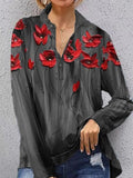 Floral Print Button Long Sleeve Blouse Shopvhs.com