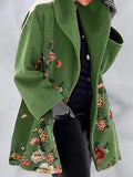 Floral Print Lapel Woolen Coat Shopvhs.com