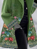 Floral Print Lapel Woolen Coat Shopvhs.com