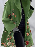 Floral Print Lapel Woolen Coat Shopvhs.com