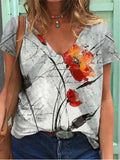 Floral Print Loose Short-sleeved Top Shopvhs.com