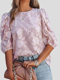 Floral Print Puff Half Sleeves Blouse Shopvhs.com