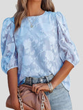 Floral Print Puff Half Sleeves Blouse Shopvhs.com