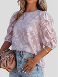 Floral Print Puff Half Sleeves Blouse Shopvhs.com