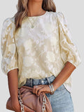 Floral Print Puff Half Sleeves Blouse Shopvhs.com