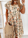 Frint Loose Round Neck Shrt Sleeve Vintage Dresses For Ladies Shopvhs.com