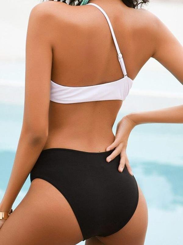 Front One-shoulder Sports Cutout Bikini Two-piece Swimsuit Shopvhs.com