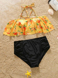 Fruit Print Halter Strappy Two Piece Swimsuit Shopvhs.com