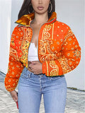 Full Zipper Lapel Collar Thicken Long Sleeve Cropped Padded Coat Shopvhs.com