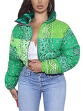 Full Zipper Lapel Collar Thicken Long Sleeve Cropped Padded Coat Shopvhs.com