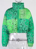 Full Zipper Lapel Collar Thicken Long Sleeve Cropped Padded Coat Shopvhs.com