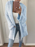 Furry Long Sleeve Pocket Mid-Length Coat Shopvhs.com