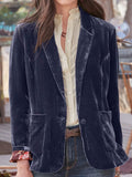 Gold Velvet Lapel Pocket Blazers Shopvhs.com