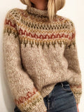 Half High Neck Pullover Straight Print Sweater Shopvhs.com