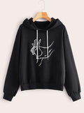 Hands Print Drop Shoulder Drawstring Hoodie Shopvhs.com