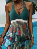 Hanging Neck Print One Piece Swimsuit Shopvhs.com