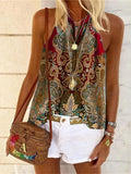 Hanging Neck Vintage Print Casual Tank Top Shopvhs.com