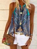 Hanging Neck Vintage Print Casual Tank Top Shopvhs.com