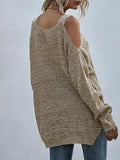 Heathered Cold Shoulder Oversize Sweater Shopvhs.com