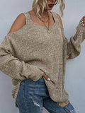 Heathered Cold Shoulder Oversize Sweater Shopvhs.com