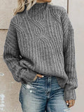 High Collar Long Sleeve Twist Knit Sweater