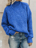 High Collar Long Sleeve Twist Knit Sweater Shopvhs.com