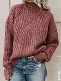 High Collar Long Sleeve Twist Knit Sweater Shopvhs.com