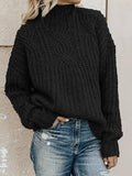 High Collar Long Sleeve Twist Knit Sweater Shopvhs.com