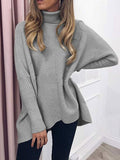 High Collar Pullover Long Sleeve Irregular Sweater