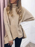 High Collar Pullover Long Sleeve Irregular Sweater Shopvhs.com