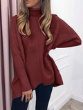 High Collar Pullover Long Sleeve Irregular Sweater Shopvhs.com