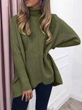 High Collar Pullover Long Sleeve Irregular Sweater Shopvhs.com